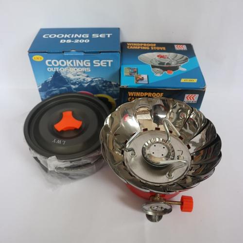 Foto Produk paket cooking set DS 200 plus kompor windproof merk kovar original dari dpeakoutdoor