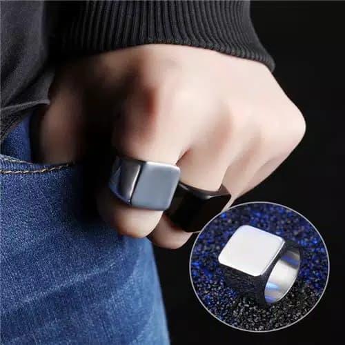 Foto Produk Cincin titanium square kotak hitam cincin pria keren elegant dari Satu Furniture Tangerang