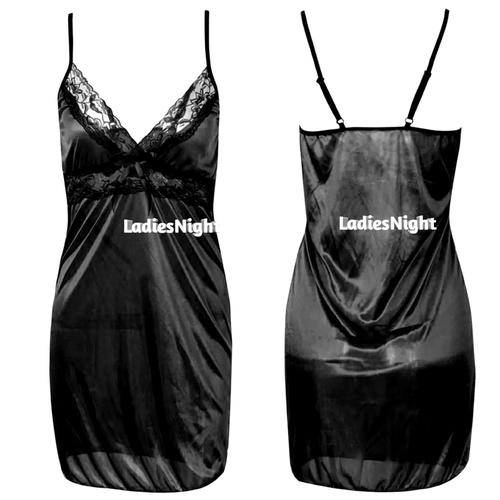 Foto Produk Dark Night Yoshi ,Black Lace -Black Satin Nightdress + Black G-String dari Ladies Night