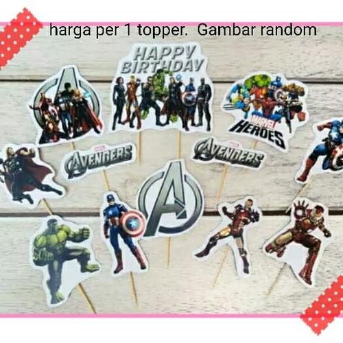 Foto Produk topper toper tusukan hiasan kue cup cake cupcake karakter avenger dari reanolshoop