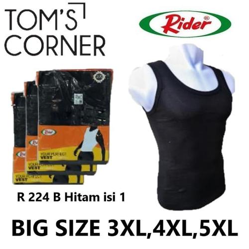 Foto Produk Singlet Rider Big Size | Jumbo 3XL, 4XL, 5XL | Kaos dalam pria | HITAM - Hitam, 3XL dari TomsCorner