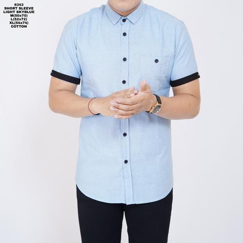 Jual Fashion Pria Kemeja Biru Muda Polos Pria Lengan Pendek Kemeja Polos Kab Tangerang Marupi Store Tokopedia