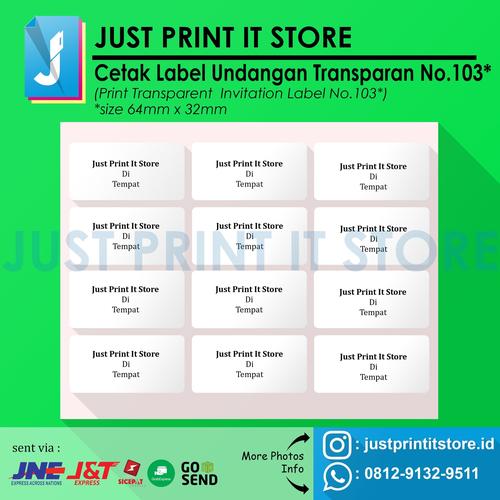 Foto Produk Print / Cetak Label Undangan Transparan No.103 dari Just Print It Store ID