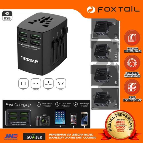 Foto Produk TESSAN ORIGINAL Universal Travel adapter USB Charger adaptor dari Foxtail Store