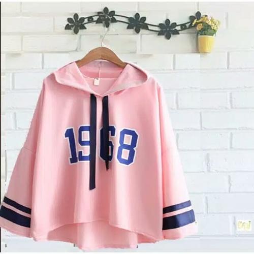 Foto Produk sweater kekinian - sweater - sweater voila 1968 hoodie wanita - Merah Muda dari FDH18shop
