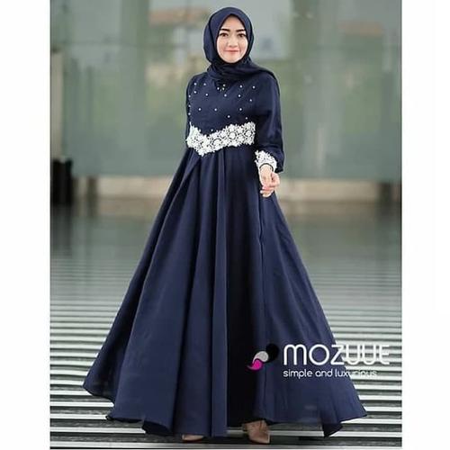 Foto Produk Baju Gamis Wanita PAJERA DRESS Gamis Mutiara Gamis Brukat - Navy dari look180