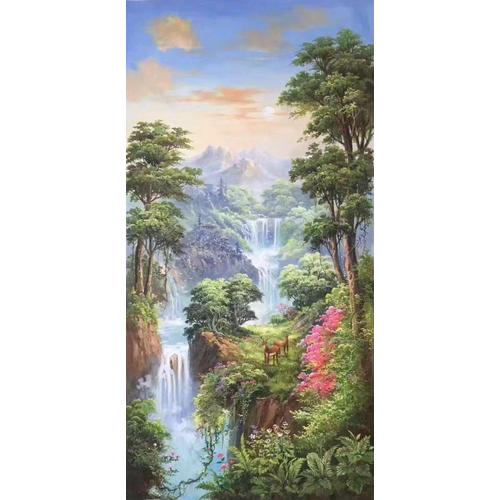 Jual Premium Lukisan Pemandangan Gunung Dan Air Terjun Jakarta Barat Mawar 140 Tokopedia