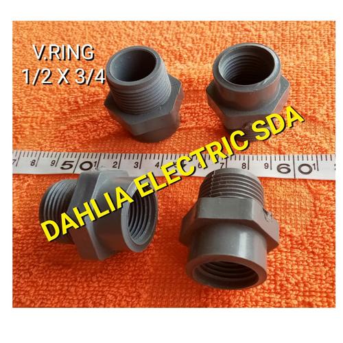 Foto Produk V.RING PVC 1/2 X 3/4 (sock drat luar 3/4 to sock drat dalam 1/2") dari DAHLIA ELECTRIC SDA