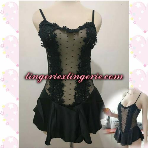 Foto Produk L-1221 - Lingerie Elegant Princess Floral Transparant Black Costume dari Lingerie X Lingerie