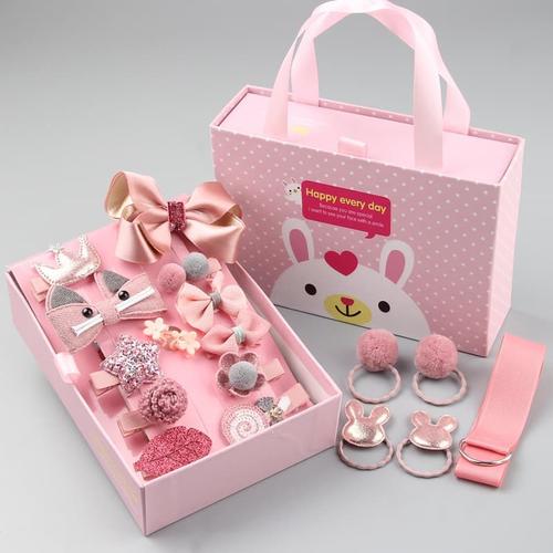 Foto Produk Set Aksesoris Rambut Bayi Anak Perempuan Bahan Katun 18 Pcs - Merah Muda dari Evelniez Shop