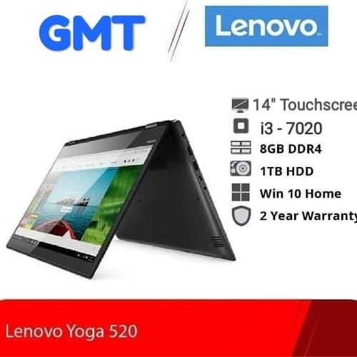 Foto Produk Lenovo Yoga 520 Prid W10 ( i3 - 7020 | 8GB | 1TB | Mx130 2GB | 14 TS ) - Hitam dari Gloria mandiri
