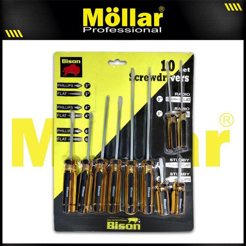 Foto Produk BISON SDY107 10 PCS OBENG TANGAN SET PLUS MINUS dari Mollar Official