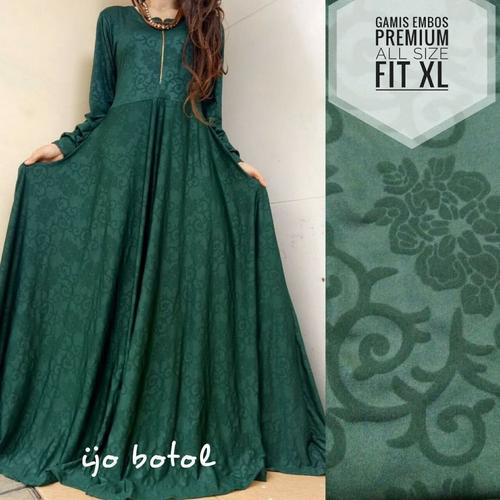 Foto Produk Gamis Jersey Embos XXL-XXXL(JUMBO) - Hijau dari Yongki Collection