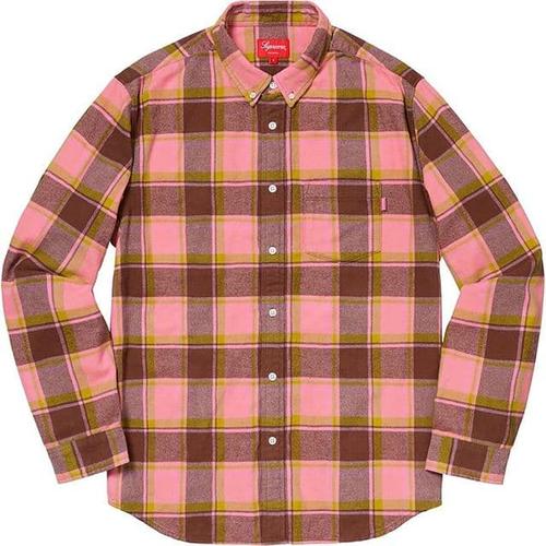 SUPREME PLAID FLANNEL SHIRT DUSTY PINK 