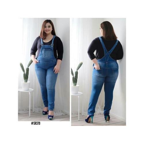 Foto Produk Termurah Real Picture Overall Jumpsuit Celana Kodok Jeans Big Size dari Bricqie Liu