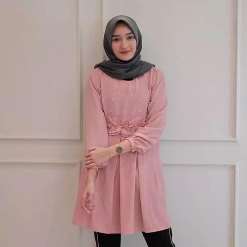 Foto Produk Paling Laku Baju Atasan Wanita Muslim Blouse Perempuan Bunga Bordir dari Bricqie Liu