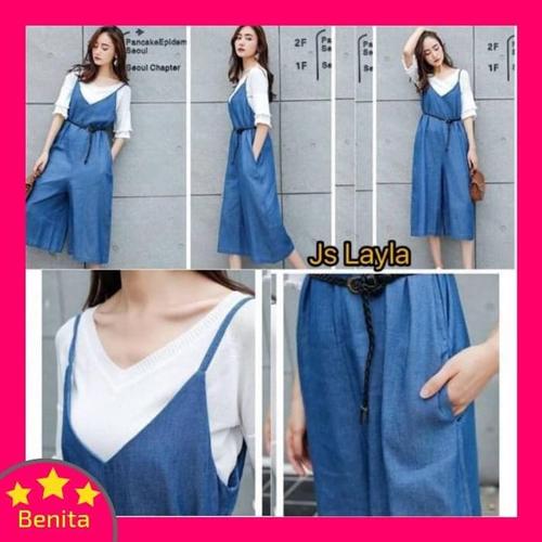 Foto Produk Terlaris Baju Jumpsuit Wanita 703 / Baju Overall Wanita 703 - Biru dari Bricqie Liu