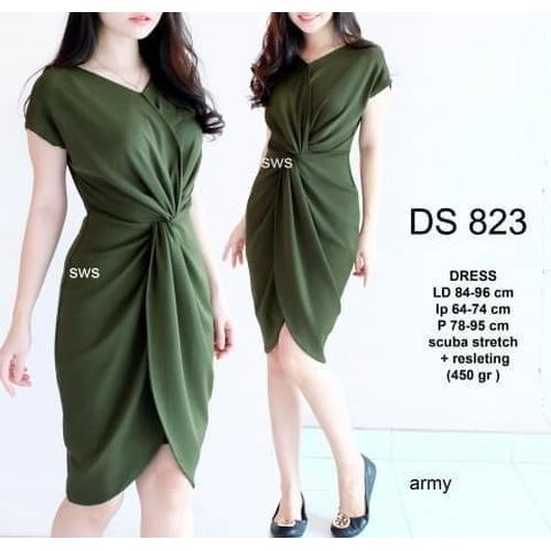 Foto Produk Paling Laku Seds823 - Dress Sepan Scuba Midi Knot Wanita Grosir Murah dari Bricqie Liu