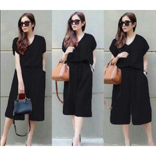 Foto Produk Paling Murah Jamsuit Ester Black Ro Jumpsuit Wanita Katun Rayon Hitam dari Bricqie Liu