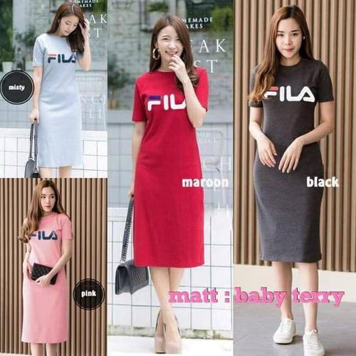 Foto Produk Paling Laku Baju Dress Wanita Dress Fila Long Dress Baju Atasan Wanita dari Bricqie Liu