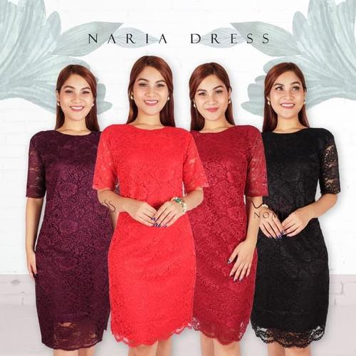 Foto Produk Paling Murah Naria Dress Pesta Wanita Full Brokat / Gaun Pesta Natal dari Bricqie Liu