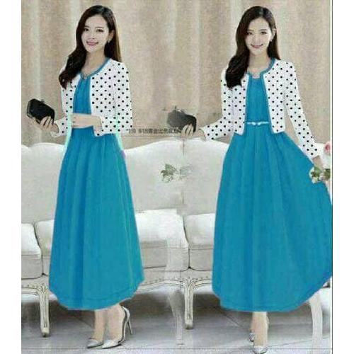 Foto Produk Terlaku Set Dress Pink Lilian Polka Babyterry Turkish dari Bricqie Liu