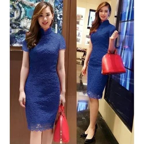 Foto Produk Terlaris Baju Dress Wanita Envy / Eunbi Baju Pesta Brokat - Merah Muda dari Bricqie Liu