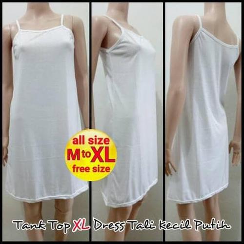 Foto Produk Termurah Tank Top Xl Dress Tali Kecil Putih - Melar | Terusan Inner dari Bricqie Liu