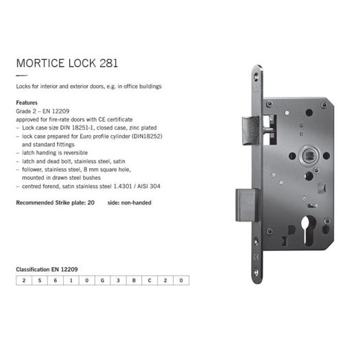 Jual DORMA MORTISE LOCK 281 A BACKSET 55 MM SASH LOCK DORMA 281A