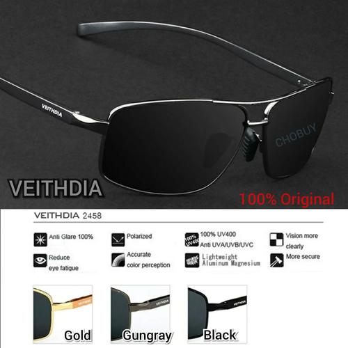 Foto Produk Kaca mata Cowok l Pria l Polarized l Veithdia l sport l Anti UV - Hitam, tanpa minus dari chobuy