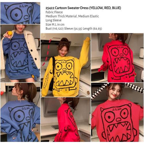 Foto Produk Cartoon Sweater Dress (BLUE,RED,YELLOW size M,L) -25422 dari Capture de la Mode