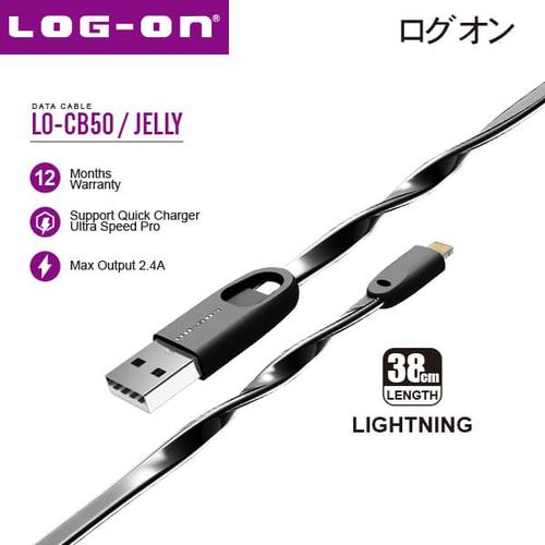 Foto Produk Log On LO-CB50 Kabel Data Charger Lightning Iphone 5 6 7 8 x 38CM 2.4A - Black dari Log-on Official Store