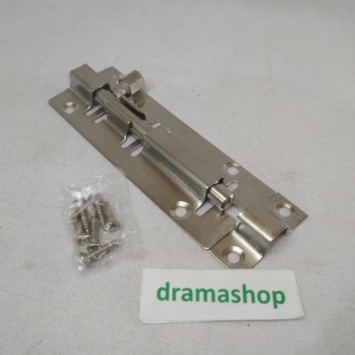 Foto Produk slot kunci grendel pintu baja stainless steel 4" 4inch 4 inch dari dramashop