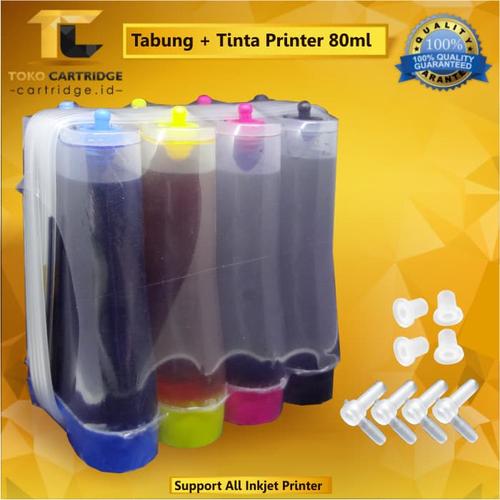 Foto Produk Tabung tinta 4 warna 80 ml Printer Modif infus Canon Epson HP Brother dari TokoCartridgeOnline