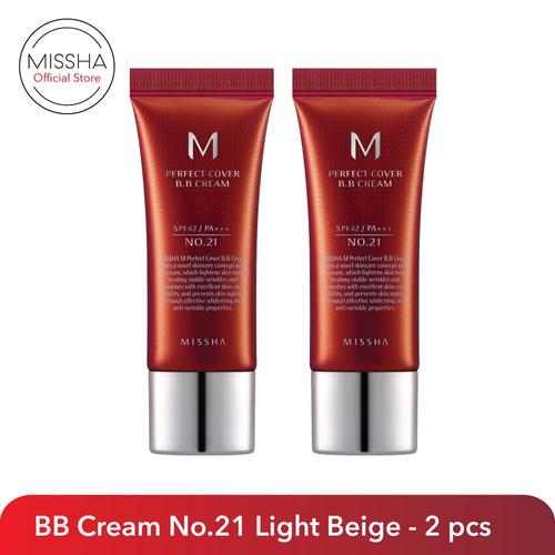 Foto Produk M Perfect Cover BB Cream SPF42/PA+++ (20ml) - 2 pcs - 21 Light Beige dari Missha Indonesia