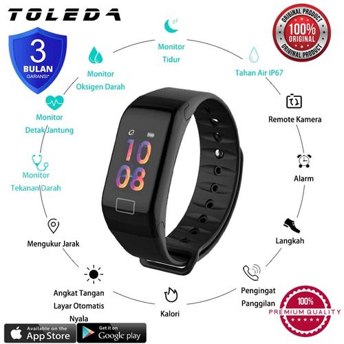 Foto Produk TOLEDA SmartBand TLW T1Plus Original 100% SmartWatch - Merah dari Toleda Indonesia