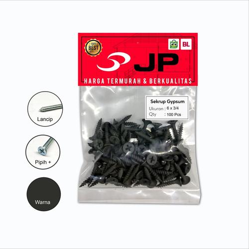Foto Produk SEKRUP GYPSUM 6 x 3/4 - SKRUP DRYWALL - BAUT GIPSUM HITAM ISI 100 PCS dari Juragan Perkakas