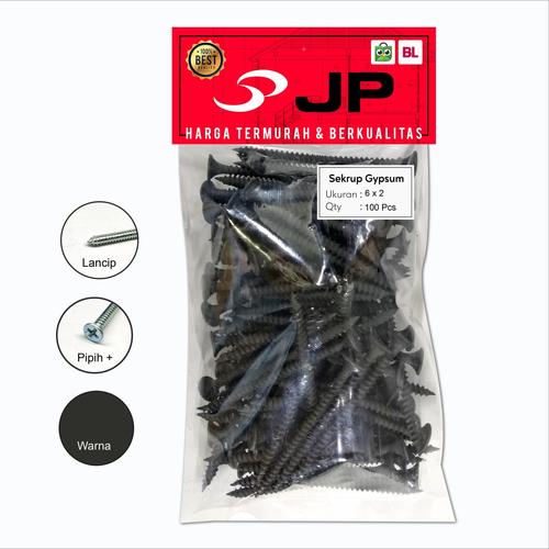 Foto Produk SEKRUP GYPSUM 6 x 2 - SKRUP DRYWALL - BAUT GIPSUM HITAM ISI 100 PCS dari Juragan Perkakas