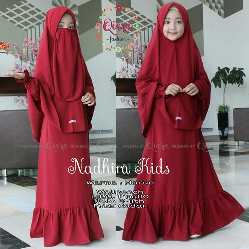 Foto Produk nadira baju muslim anak set cadar polos simple dari wirawan asli
