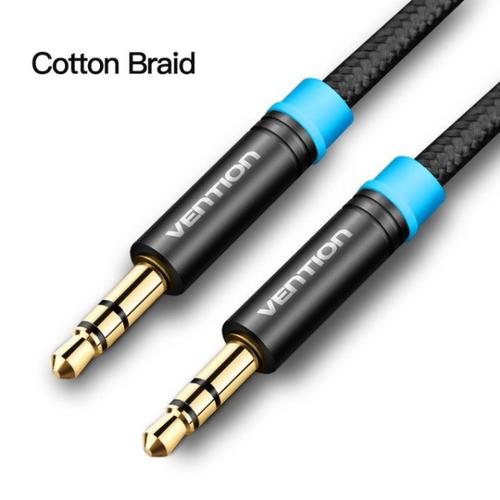 Foto Produk Vention Kabel Aux 3.5mm Male to Male Cotton Braided P350AC 5M - Hitam dari SinShe-Tekno