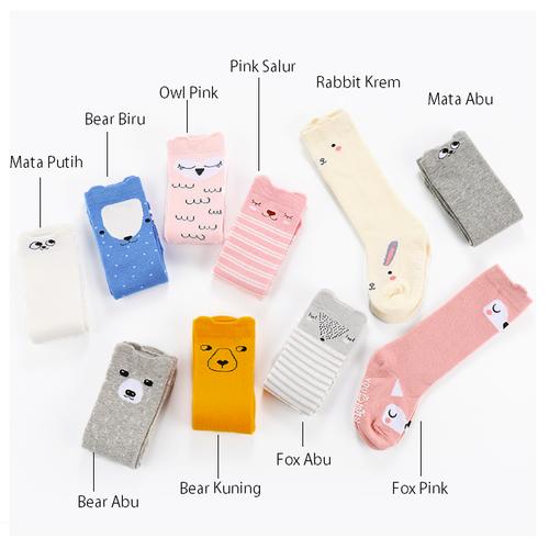 Foto Produk Kaos Kaki Bayi Panjang Motif / Kaos kaki Anak Panjang / Legging Bayi - Pink Salur dari M&K ( Mom & Kids)