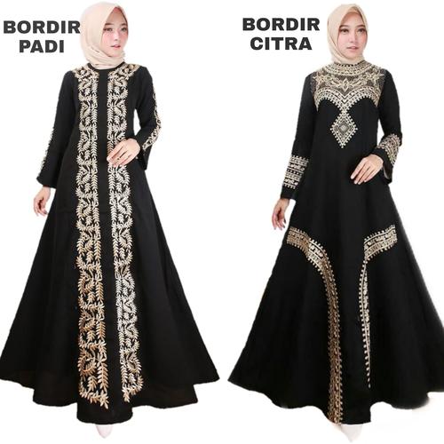 Foto Produk BARU gamis busana abaya bordir original BUSUI PADI & CITRA - Hitam, S dari GrosirAbaya