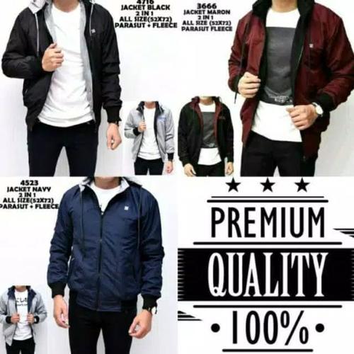 Foto Produk JAKET BOMBERBBOLAK BALIK PRIA JAKET TASLAN HOODIE JAKET 2 IN 1 BB - Navy dari Nuruni Ad