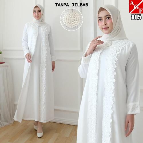 Foto Produk Baju Gamis Wanita Putih / Muslim Terbaru / Gamis Muslim #805 STD - Putih, XL dari Agnes Fashion88
