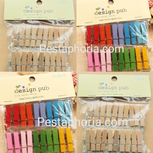 Foto Produk 20 pcs Wooden Clip/Peg 3,5 cm + 1,5 meter Tali Rami Penjepit Foto Kayu - Warna Warni dari Pestaphoria