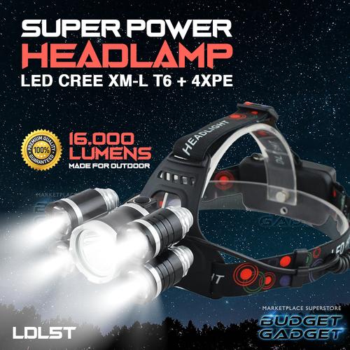 Foto Produk Headlamp Cree XM-L 1T6+4XPE 16000 Lumens dari BudgetGadget
