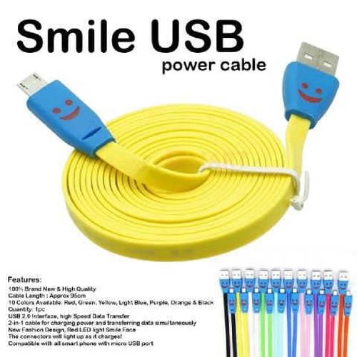 Gambar 2 METER KABEL DATA / CABLE CHARGER LED MICRO USB / SMILE FOR ANDROID dari Juragan Kado Shop undefined Tokopedia