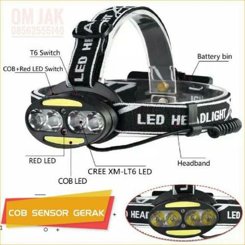 Foto Produk senter kepala / Headlamp 4 x XML T6 2 x COB 30000 Lumens - PAKET LENGKAP dari om-jak
