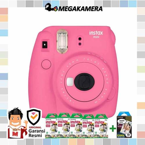 Foto Produk Fujifilm Instax Mini 9 Pink + Paper Polos 5 Pack dari Megakamera