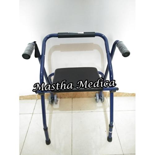 Foto Produk Rollator Rolator Beroda Walker Roda Tempat Kursi Duduk +Tongkat Jalan dari Mastha Medica Jakarta